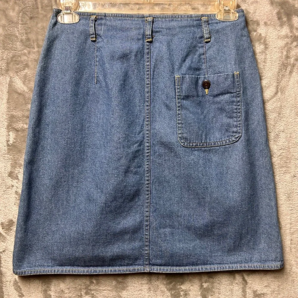 Lizwear Womens Button Front Denim A-Line Skirt Size 8‎ Blue Cotton Vintage Y2K
